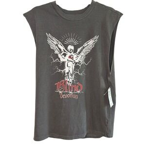No Boundaries Graphic Muscle Tank Top XS Oversized Blind Devotion Angel NWT‎